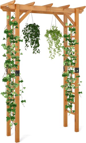 7ft wood garden arbor - wood, trellis