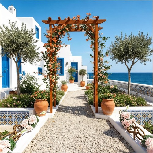Wooden garden arbor arch - garden,