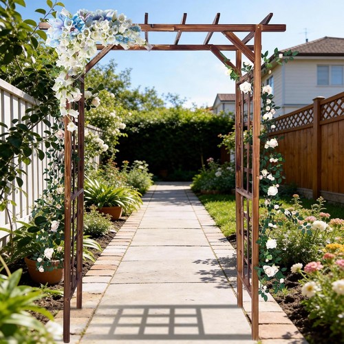 Wood garden arbor arch - wood,